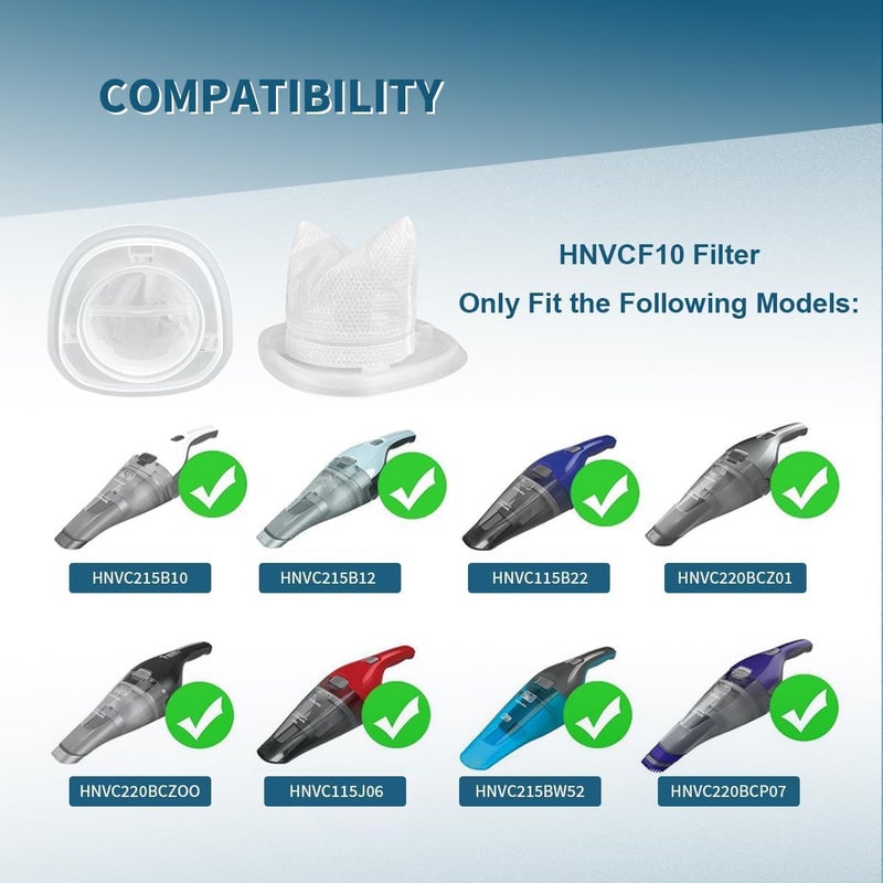 Leacheery استبدال فلتر HNVCF10 لجهاز شفط الغبار بلاك آند ديكر HNVC115، HNVC215، HNVC220، عبوة 4 قطع - Image 3